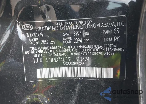 2020 Hyundai Elantra Se z USA, uszkodzony, nr VIN 5NPD74LF3LH510824